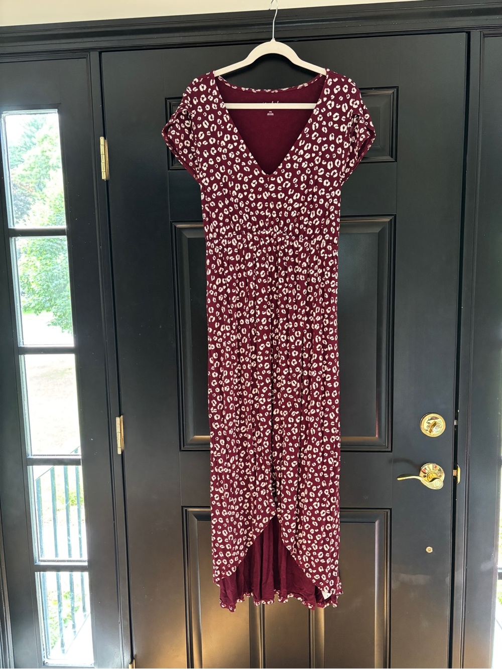 Isabel Maternity by Ingrid & Isabel Burgundy Printed High-Low Maternity Dress